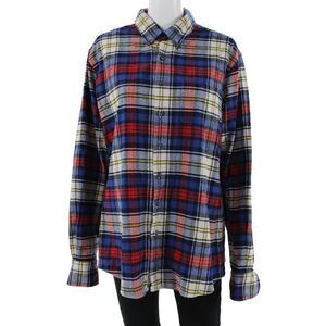 Proper Cloth Mens Button-Down Blue Plaid Cotton Collared Long Sleeve 90s Size M